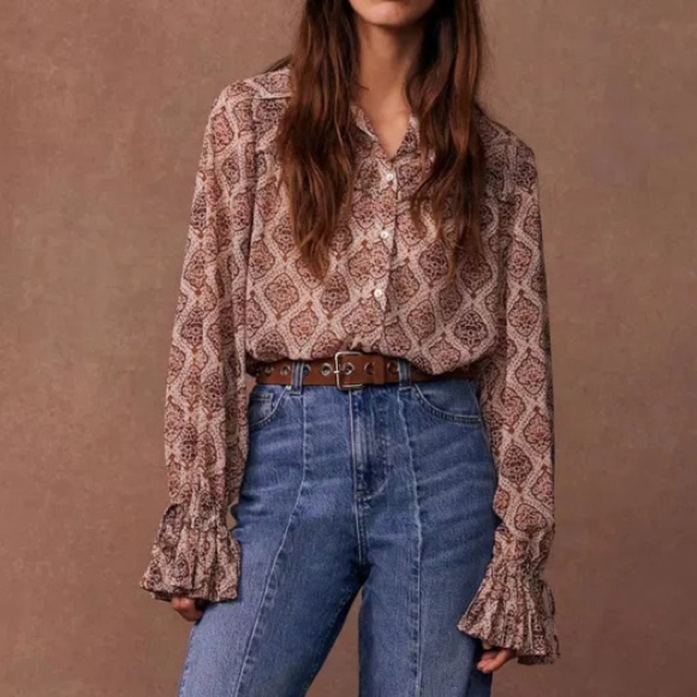 Mint Velvet Geometric Print Shirt - Small